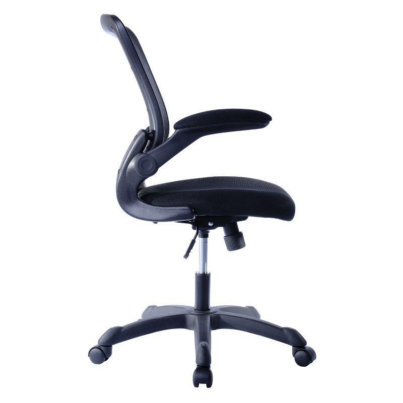 Techni Mobili Mesh Task Office Chair with Flip Up Arms Black - Techni Mobili: Ergonomic, Adjustable, Swivel, Nylon Frame