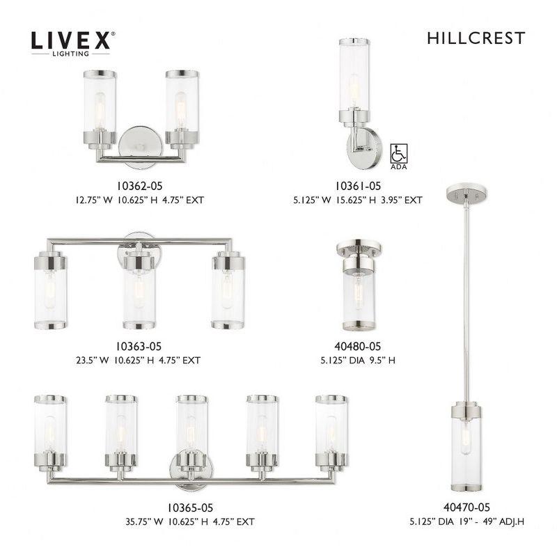 Hillcrest Polished Chrome 3-Light Vanity with Clear Glass Shades