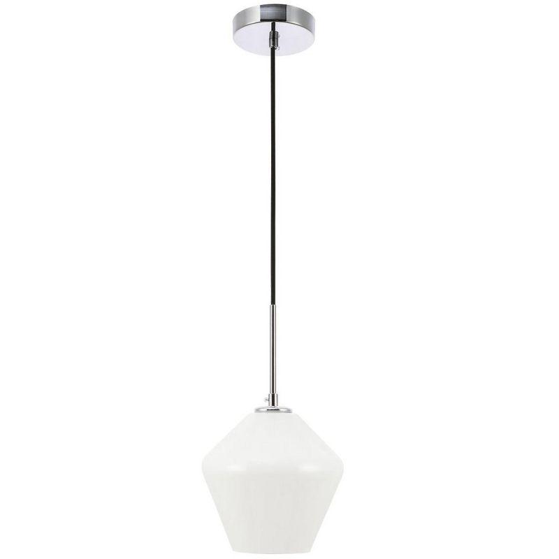 Elegant Lighting Gene 1 light Chrome and Frosted white glass pendant