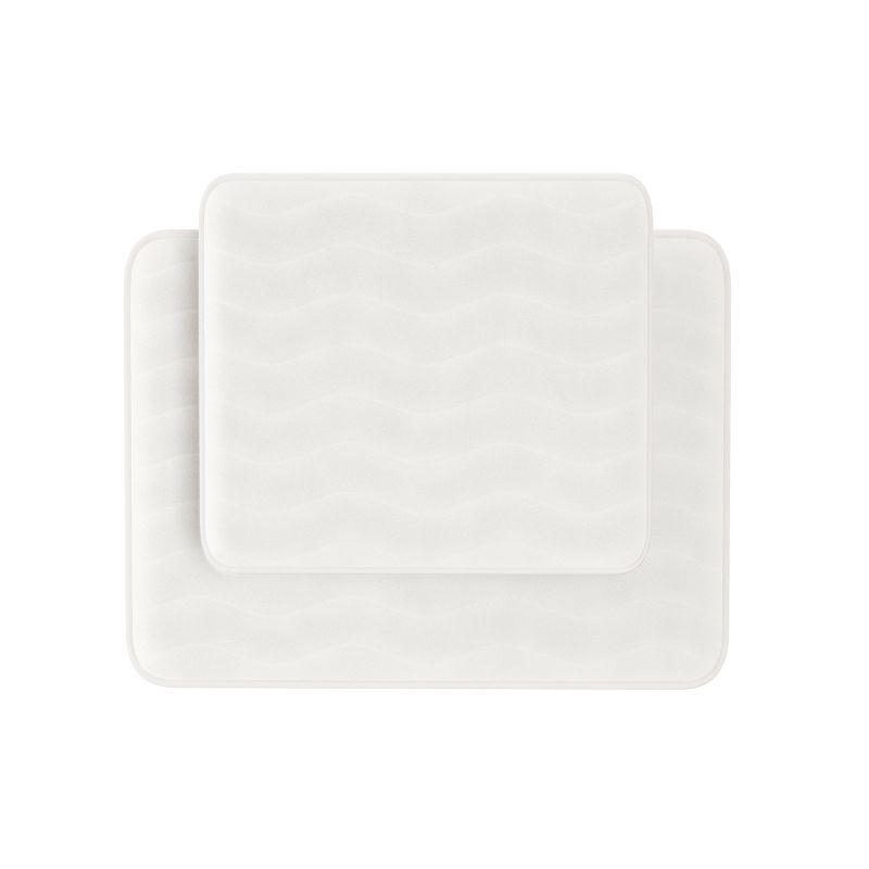 White Memory Foam Non-Slip Bathroom Rug Set