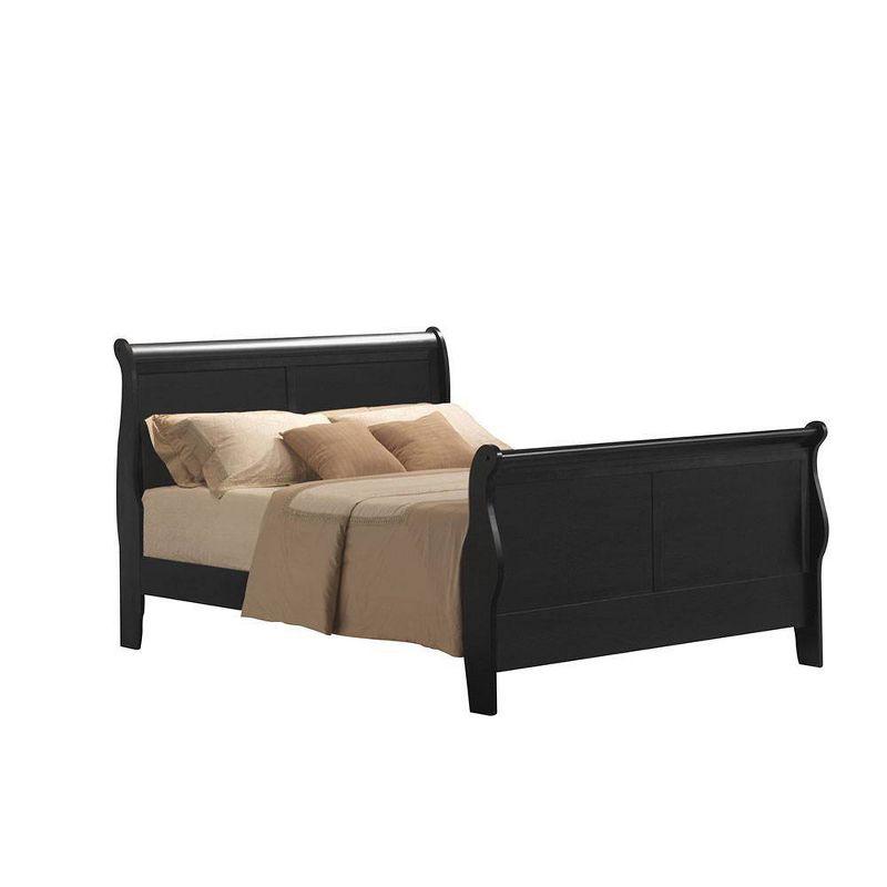 Acme Furniture Queen Louis Philippe III Bed Black: Mid-Century Modern Style, Wood Frame, Microfiber