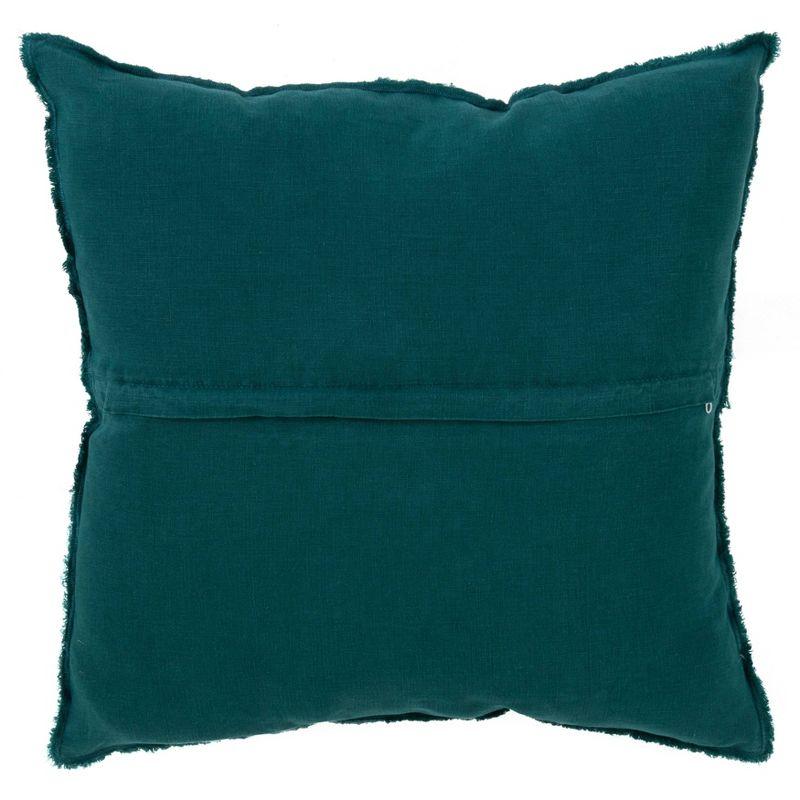 20"x20" Oversize Fringed Linen Throw Pillow with Duck Feather Fill, Zipper Closure - Saro Lifestyle