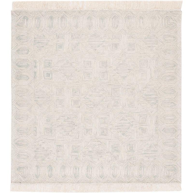 Hand-Tufted Light Blue Square Wool Rug - 6'x6'