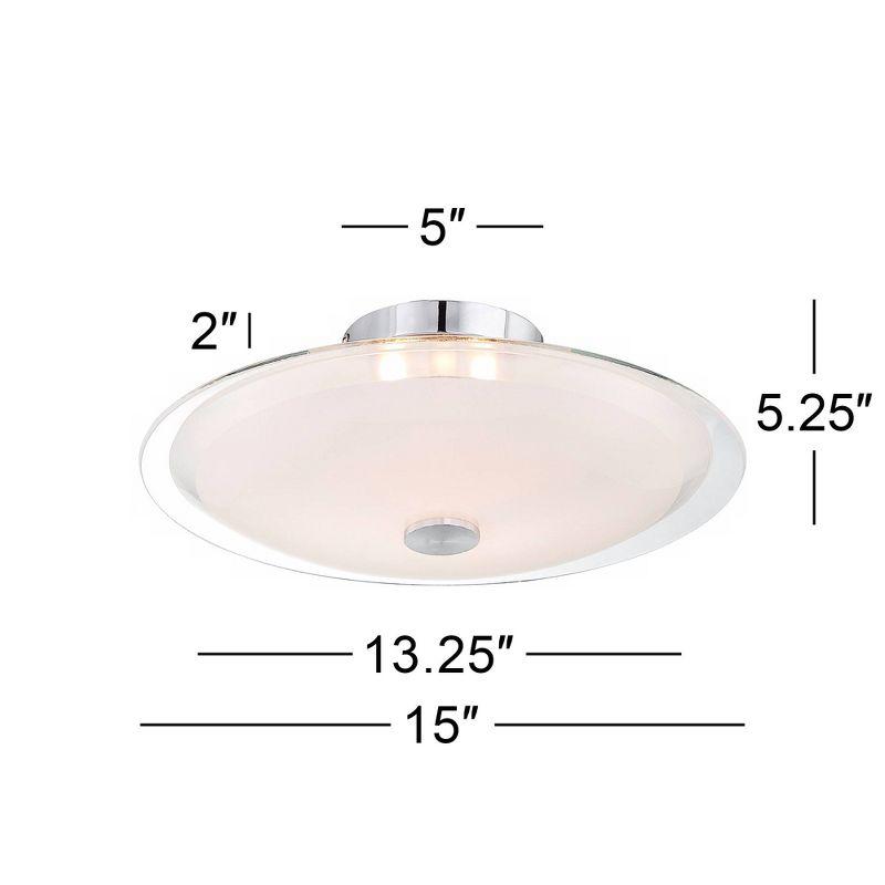 Possini Euro Design Modern Ceiling Light Semi Flush Mount Fixture 15" Wide Chrome 3-Light Clear Frosted Glass Disk for Bedroom Living Room Hallway