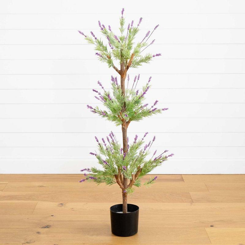 Nearly Natural 4-ft Lavender Topiary Silk Tree