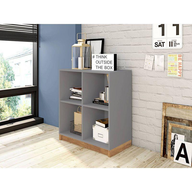 Gray and Natural Freestanding Office Accent Cabinet