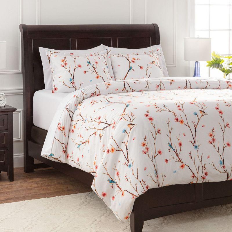 Chanasya Watercolor Floral Sakura Tree Duvet Cover