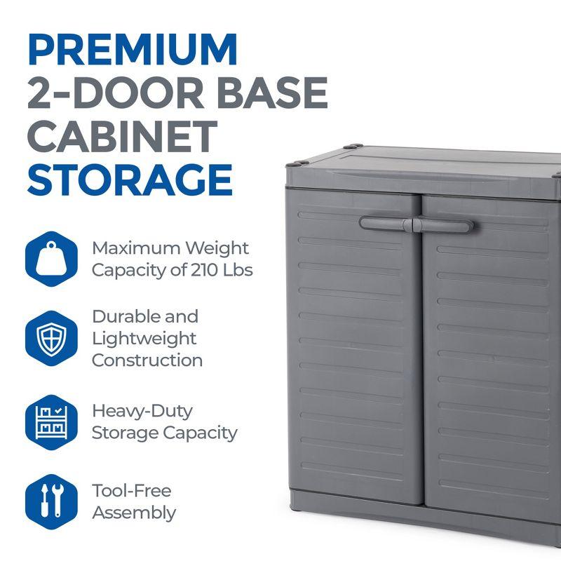 Gracious Living 2-Shelf Cabinet Organizer, MaxIt Base Cabinet Storage for Garages, Basement, Workshop, and More, Grey, Small