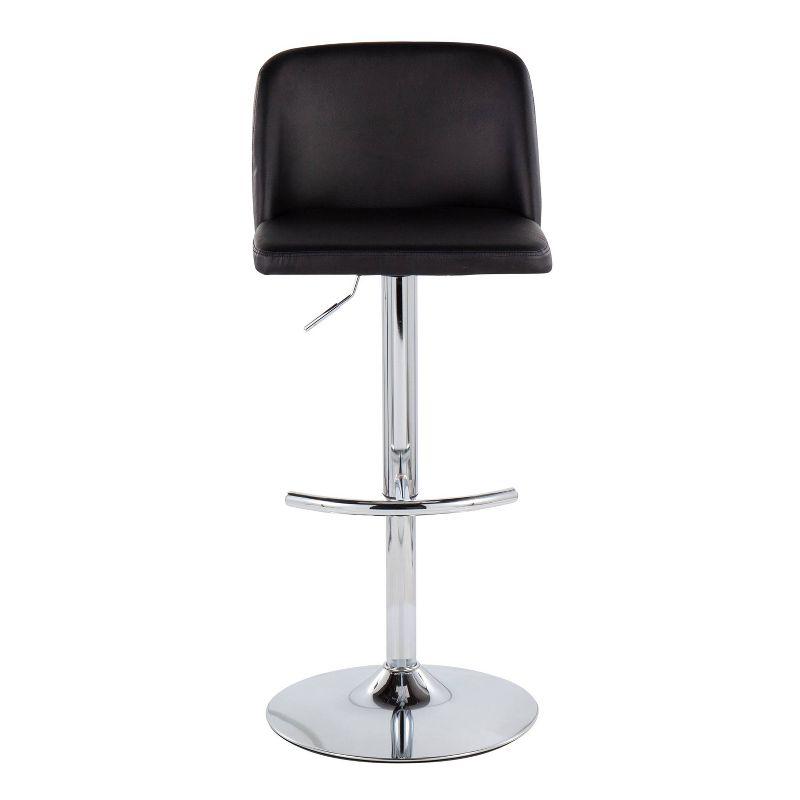 LumiSource Set of 2 Toriano PU Leather/Metal Barstools Chrome/Black:: Adjustable, Swivel, Upholstered Counter Seating