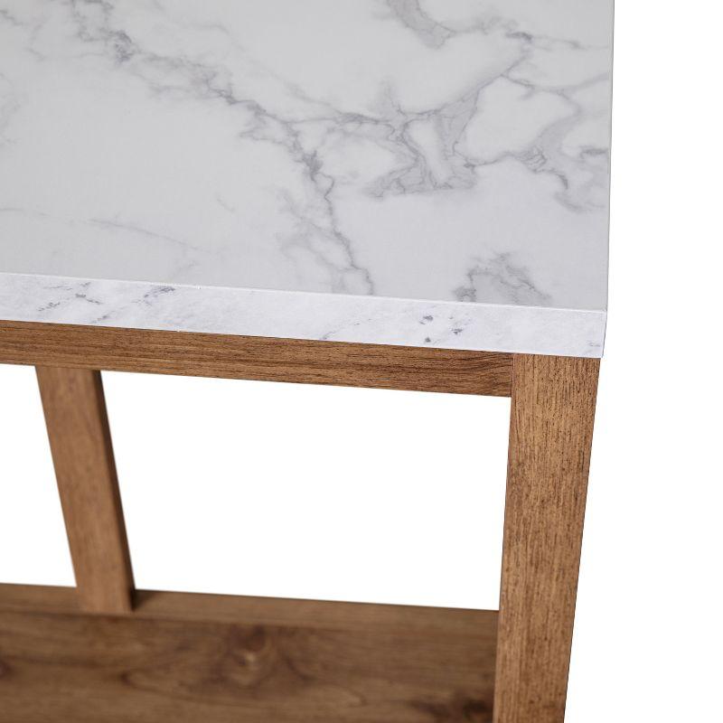 Flash Furniture Farmhouse Style Rustic Entryway Console Table - Warm Oak/Marble Finish Top