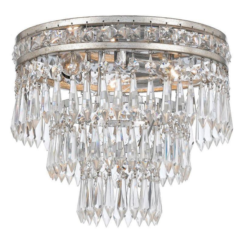 Mercer Olde Silver 3-Light Crystal Flush Mount Ceiling Fixture