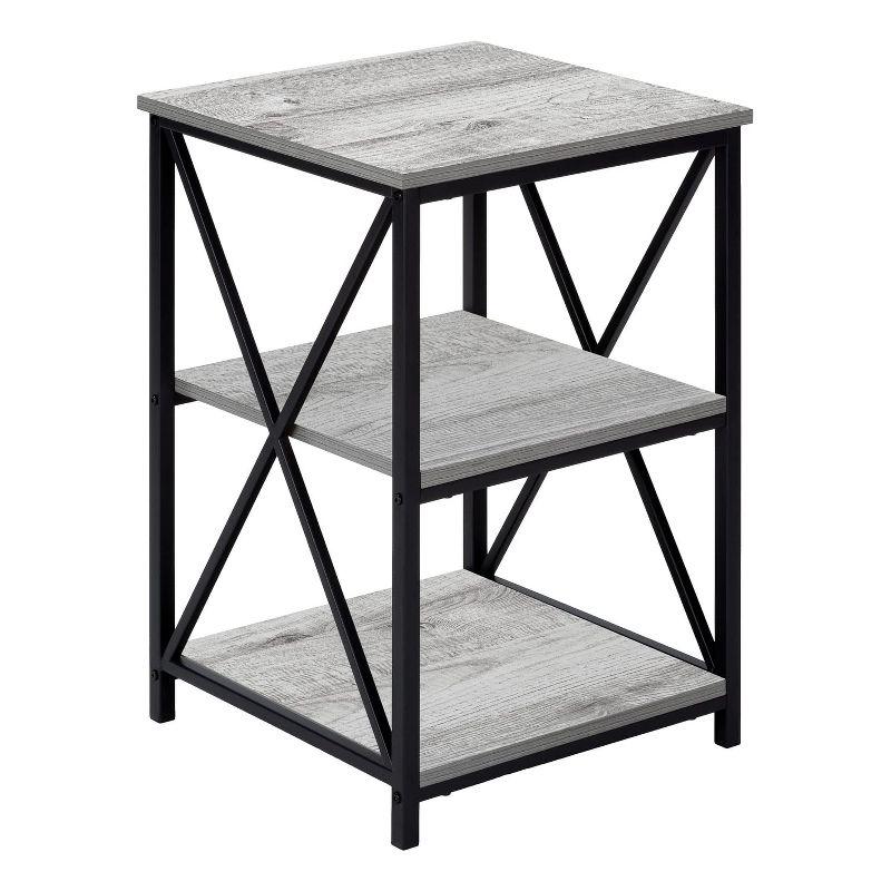 Monarch Specialties Accent Table Side End Nightstand Lamp Living Room Bedroom Metal Laminate Black Contemporary Modern