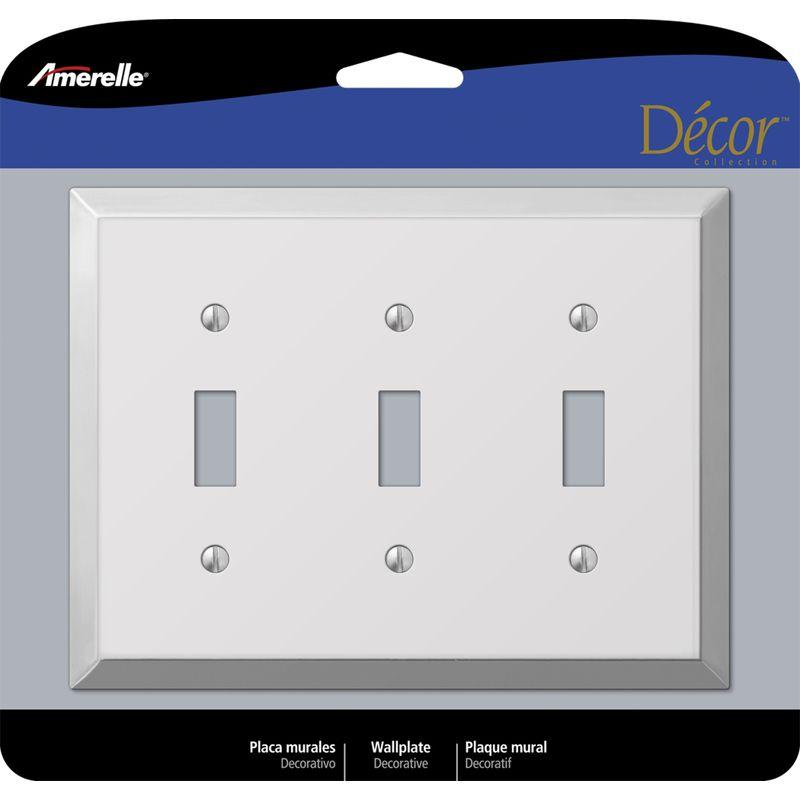 Polished Chrome 3-Gang Stamped Steel Toggle Wall Plate