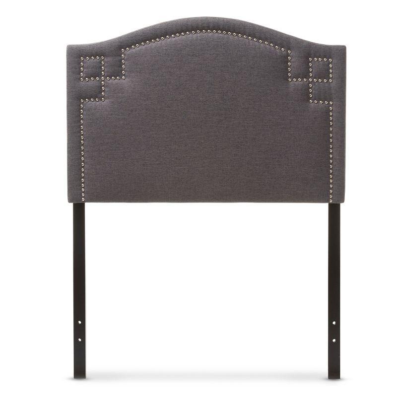Twin Aubrey Modern And Contemporary Fabric Upholstered Headboard Dark Gray - Baxton Studio: Nailhead Detail, Rubberwood Frame