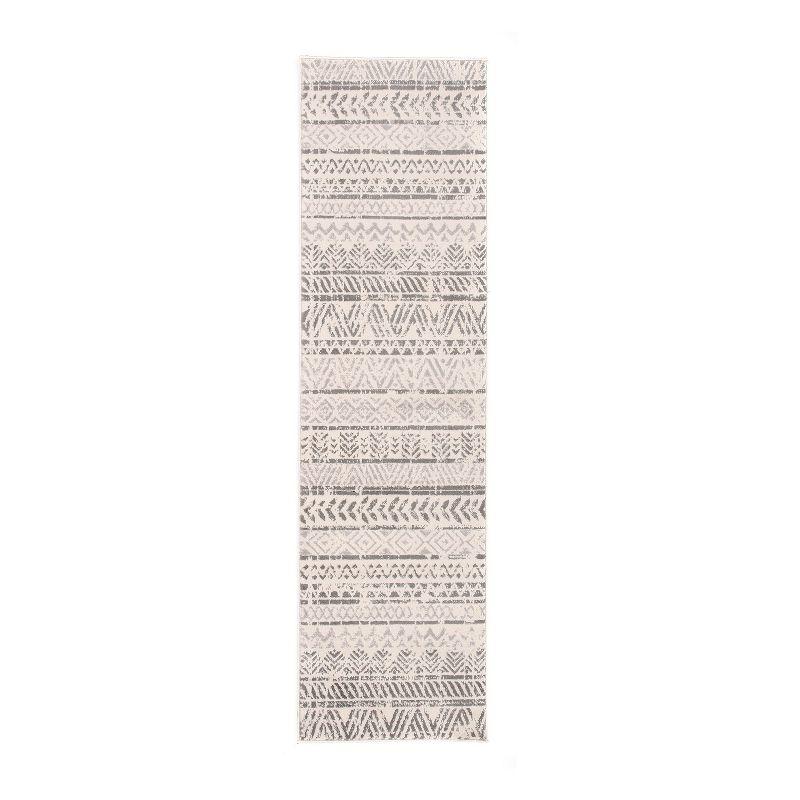 World Rug Gallery Geometric Distressed Bohemian Area Rug - Gray 2'7"x10'