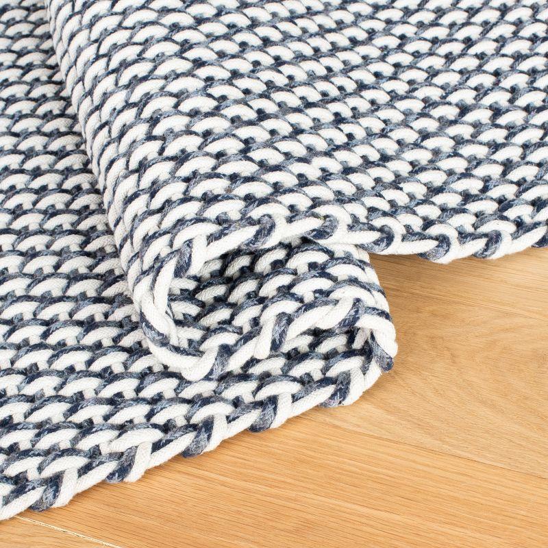 Coastal Breeze Hand-Knotted Blue Cotton 4'x6' Basket Weave Rug