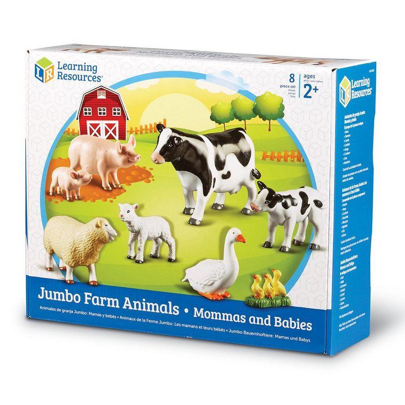 Learning Resources Jumbo Farm Animals Mommas and Babies - 8 Pieces, Ages 18+ months Toddler Learning Toys, Farm Animal Figures for Kids