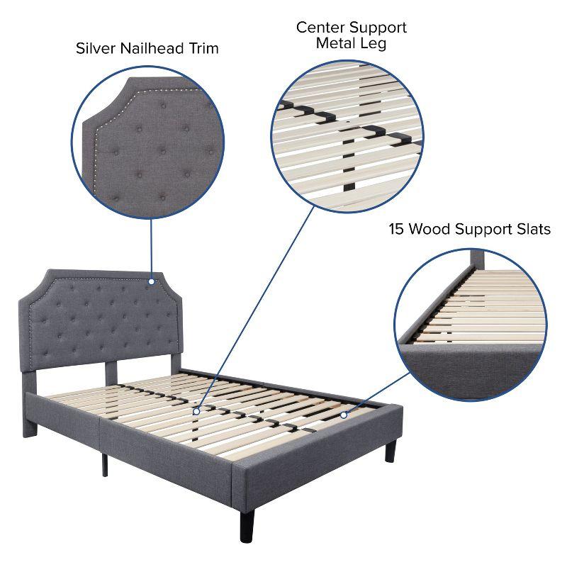 Flash Furniture Brighton Queen Size Tufted Upholstered Platform Bed in Light Gray Fabric with 10 Inch CertiPUR-US Certified Pocket Spring Mattress