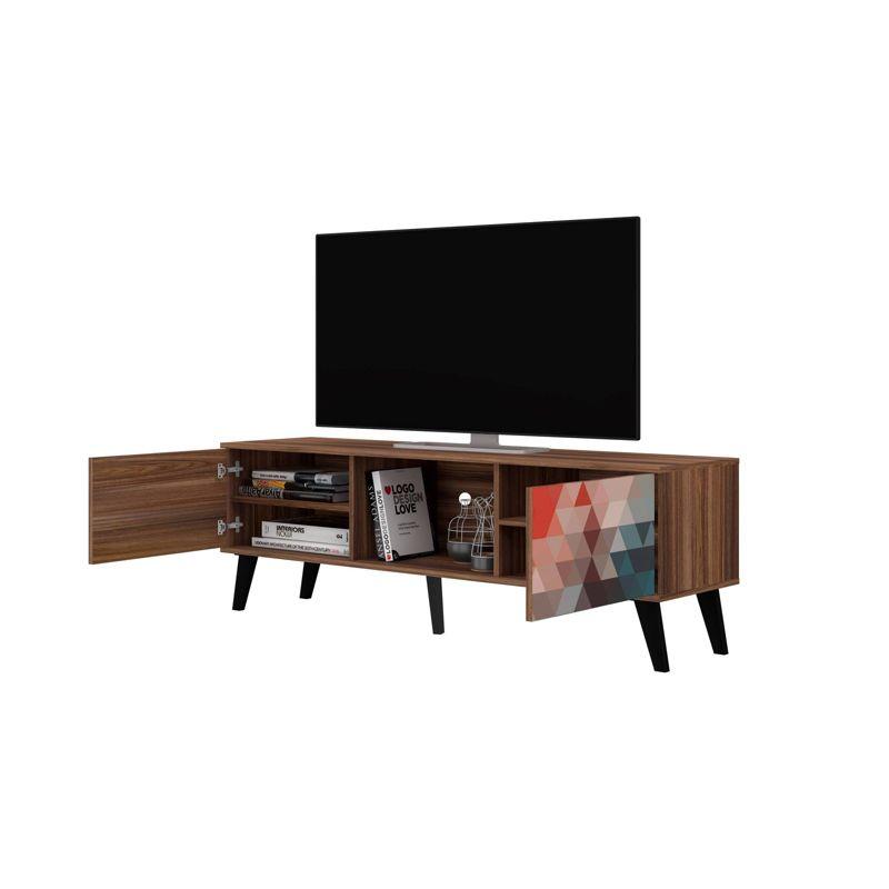 Doyers TV Stand for TVs up to 75" Red/Blue - Manhattan Comfort: Modern Media Console with Storage
