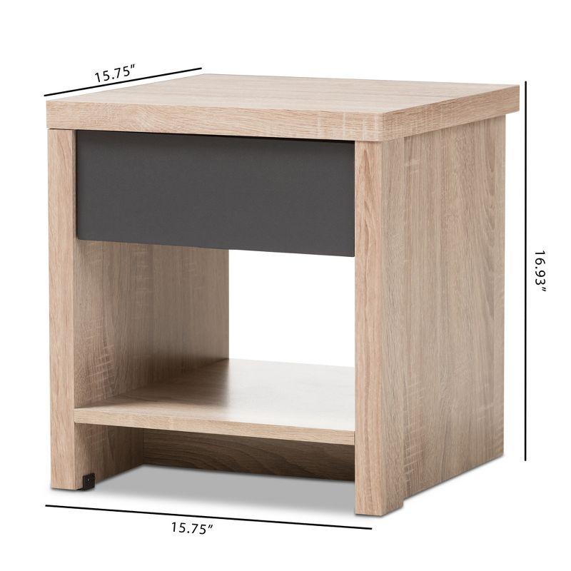 Baxton Studio Jamie Modern and Contemporary Two-Tone Wood 1-Drawer 1-Shelf Nightstand - Brown : Bedside Table with Storage