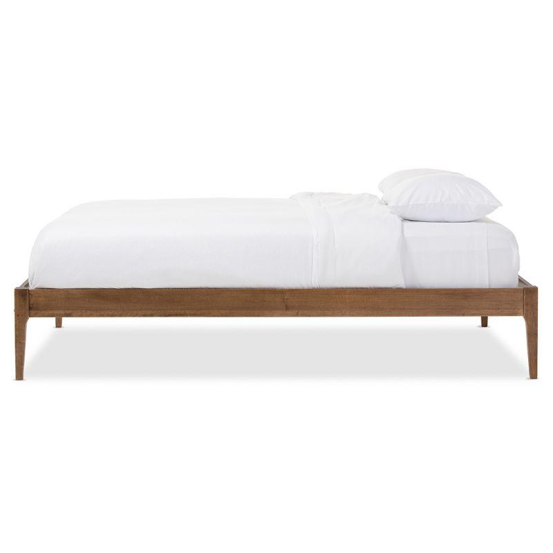 Baxton Studio Queen Bentley Mid-Century Modern Solid Wood Bed Frame Walnut Brown : Rubberwood, No Box Spring Needed