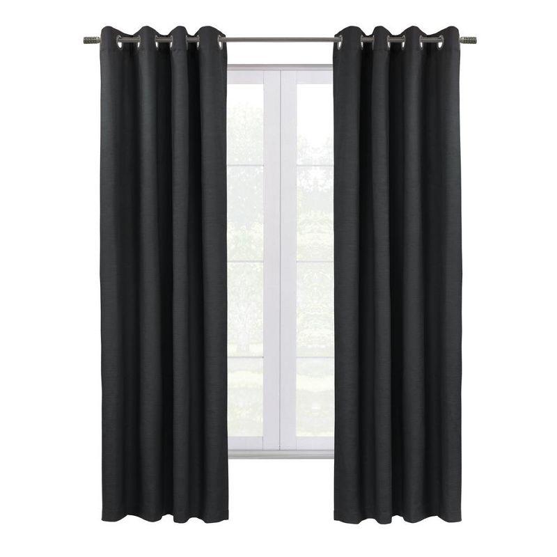 Thermaplus Shadow Window Treatment Blackout Grommet Curtain Panel 52" x 108" for Bedroom Livingroom Black