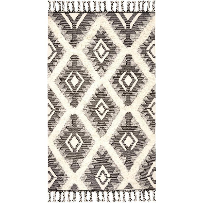 Foundry Select Cedarvale Kenya Hand Knotted Wool/Cotton Southwestern Rug in Ivory/Black