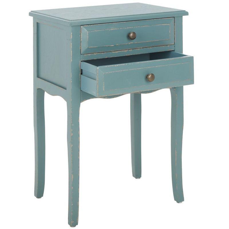 Lori End Table With Storage Drawers - AMH6576F - Pale Blue/White Smoke - Safavieh Couture