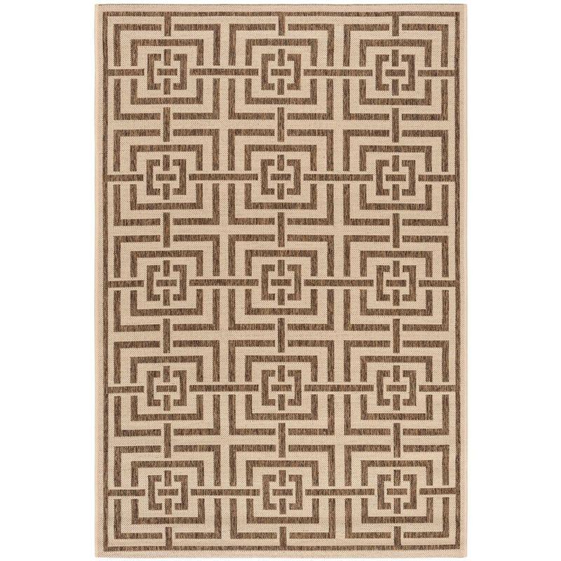 Beige Geometric Flat Woven Synthetic 5' x 7' Area Rug