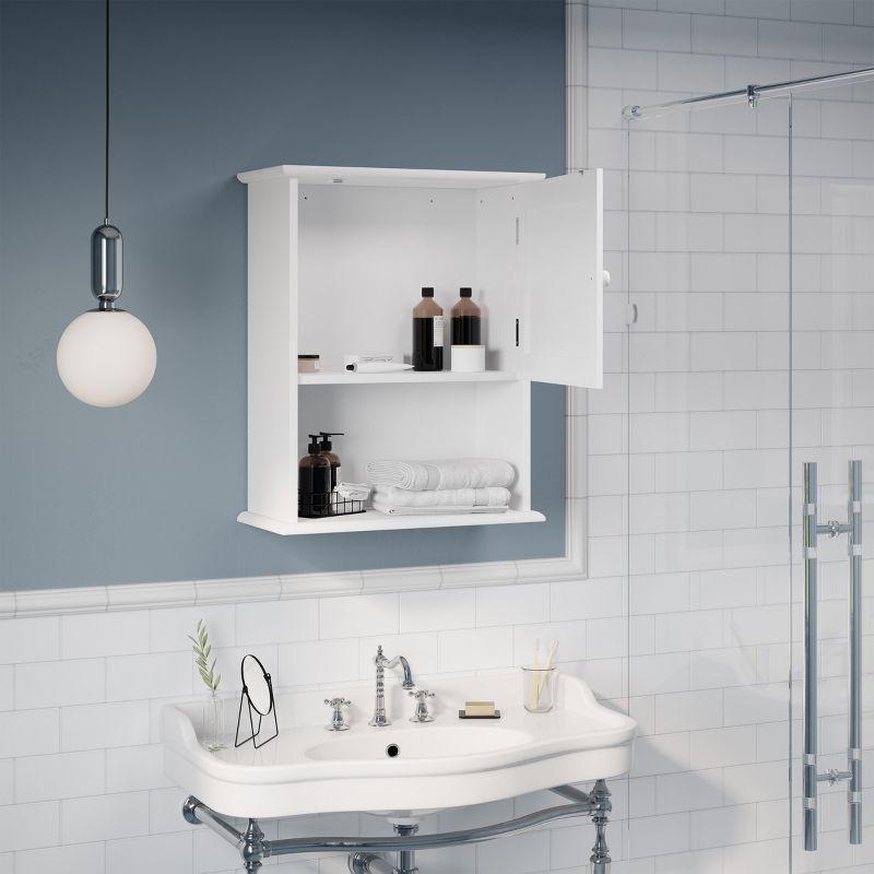 Wall-Mounted Storage Cabinet – Kitchen, Pantry, Laundry Room or Bathroom Organizer with Open Shelf – Bathroom Storage Furniture by Lavish Home (White)