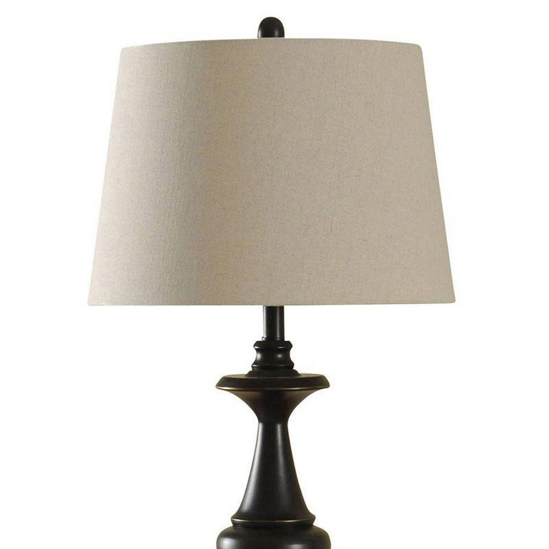 Bronze Floor Lamp with Natural Linen Shade and 3-Way Switch