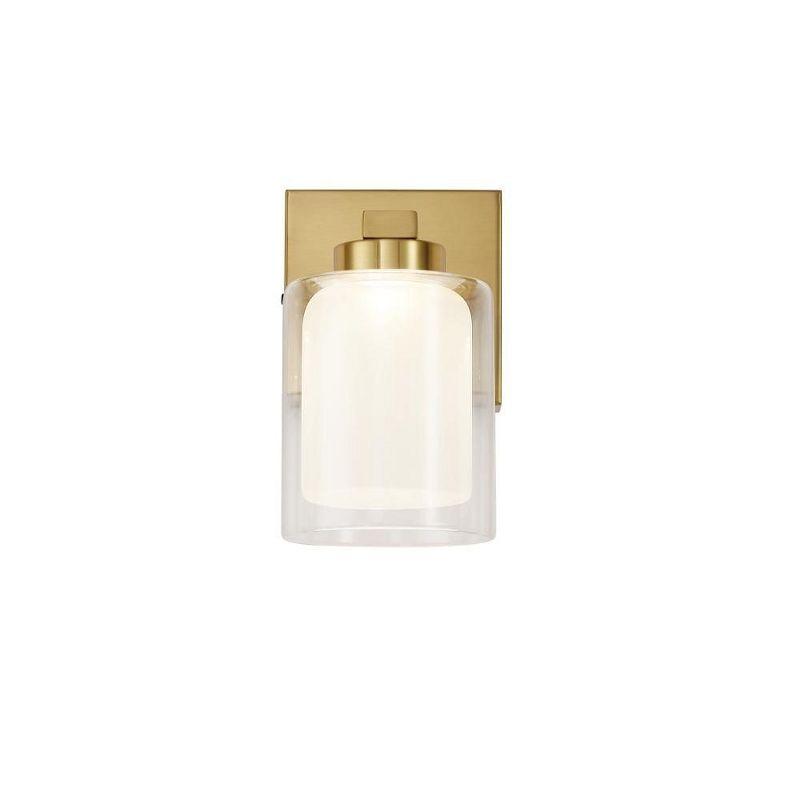 Brass and Clear Glass Dimmable LED Vanity Light