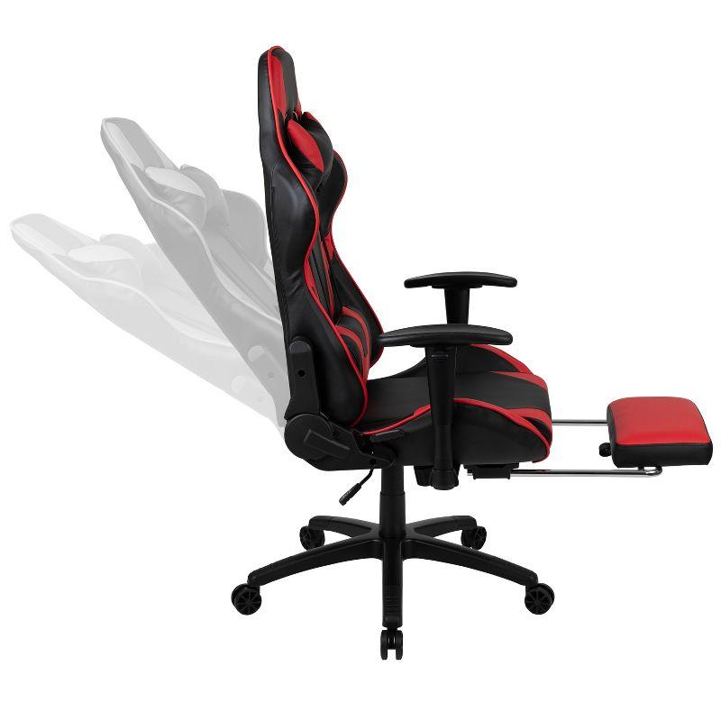 Flash Furniture Gaming Desk and Red Footrest Reclining Gaming Chair Set - Cup Holder/Headphone Hook/Removable Mouse Pad Top/Wire Management