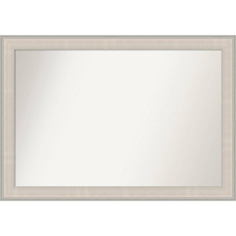 41"x29" Non-Beveled Cottage Wood Bathroom Wall Mirror White/Silver - Amanti Art: Modern Rectangle, Wall Mount, Wood Frame