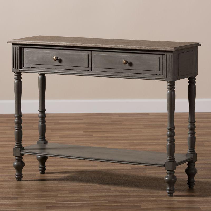 Noemie Country Cottage Farmhouse Finished 2 Drawer Console Table Brown - Baxton Studio: Antique Style, Storage Shelf