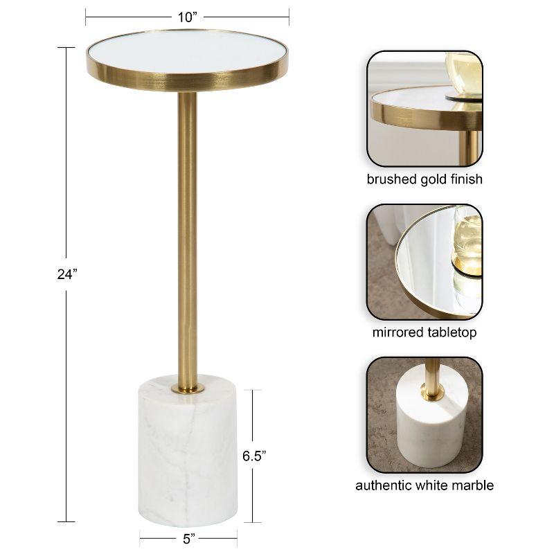 Gold and White Marble Mirrored Drink Table