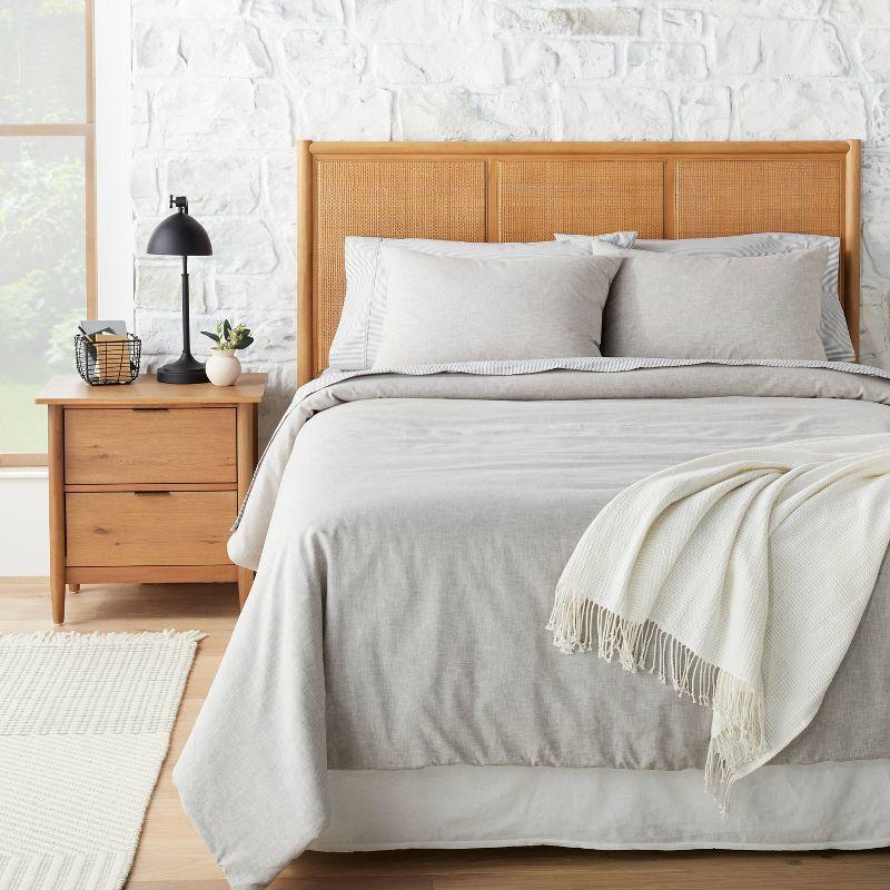 King Jet Gray Linen-Blend Duvet Set