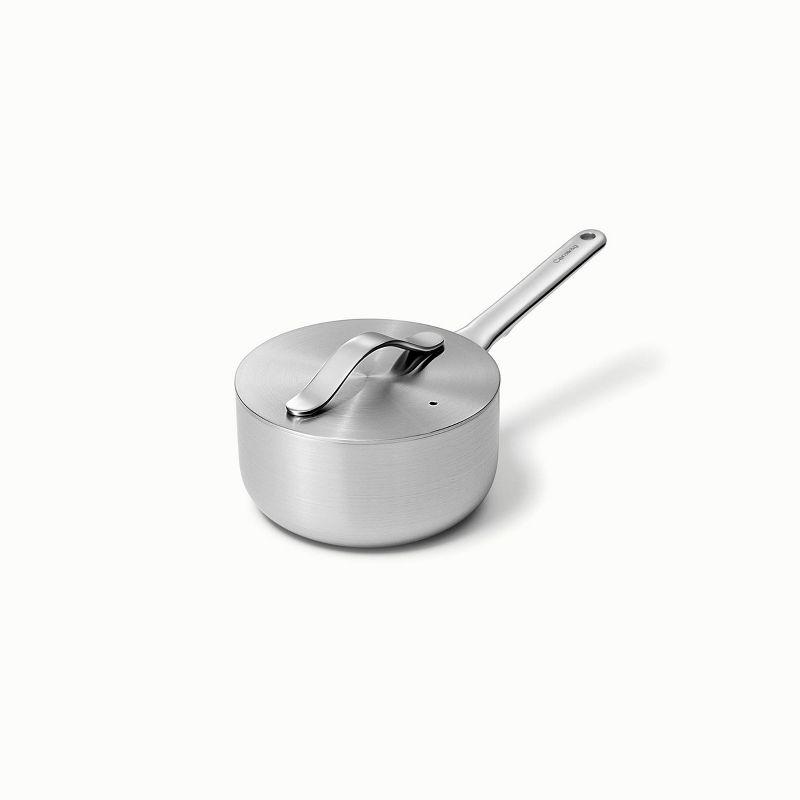 Caraway Home 1.75qt Stainless Steel Mini Sauce Pan with Lid: Small Saucepan, Gas & Electric Compatible, Hand Wash