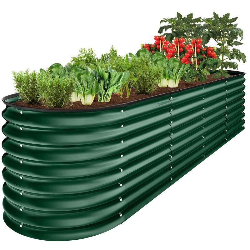 Dark Green 8x2x2ft Powder-Coated Steel Outdoor Raised Garden Bed