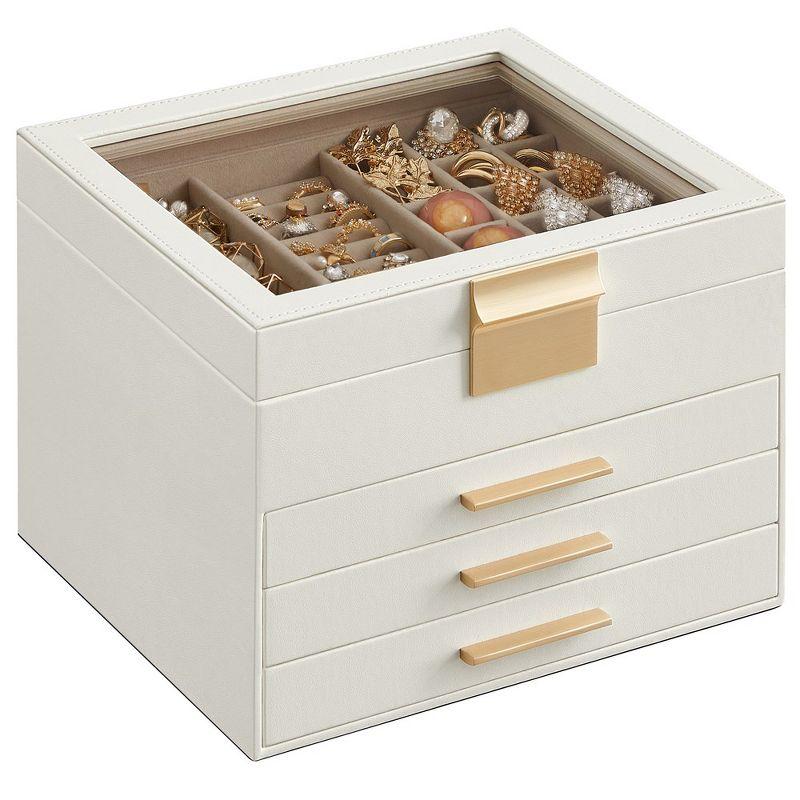 Stack man Big And Small Jewelry, Modern Style, 8 X 9.1 X 5.3 Inches, Valentine's Day Gift, Cloud White And Gold Color UJBC239WT