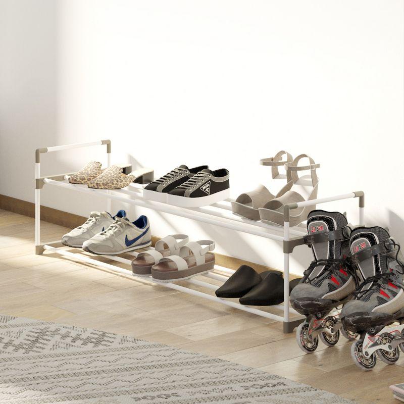 Home-Complete 2-Tier Shoe Rack for 10 Pairs, White