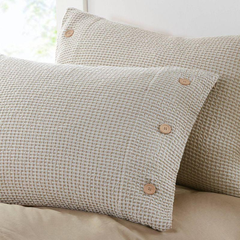 Taupe Greige Cotton Blend Waffle Weave Duvet Cover Set