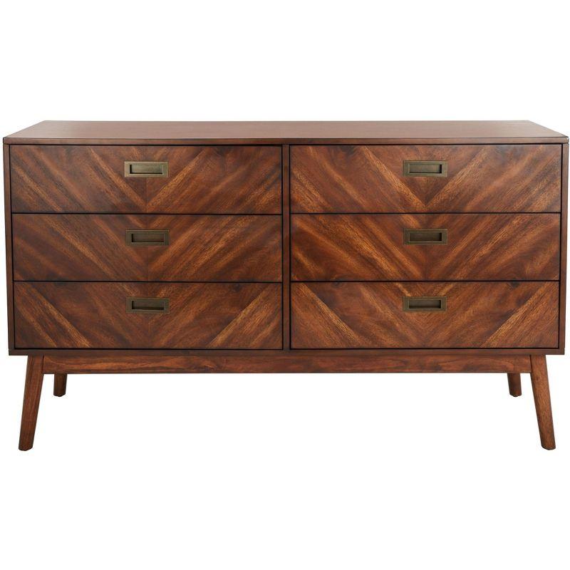 Donald 6 Drawer Mid-Centry Dresser - SFV2110 - Dark Walnut - Safavieh Couture
