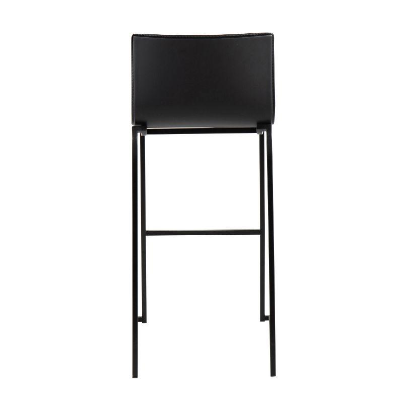 LumiSource Set of 2 Mara Upholstered Barstools Black: Faux Leather, Steel Frame, Fixed Height 29.25"