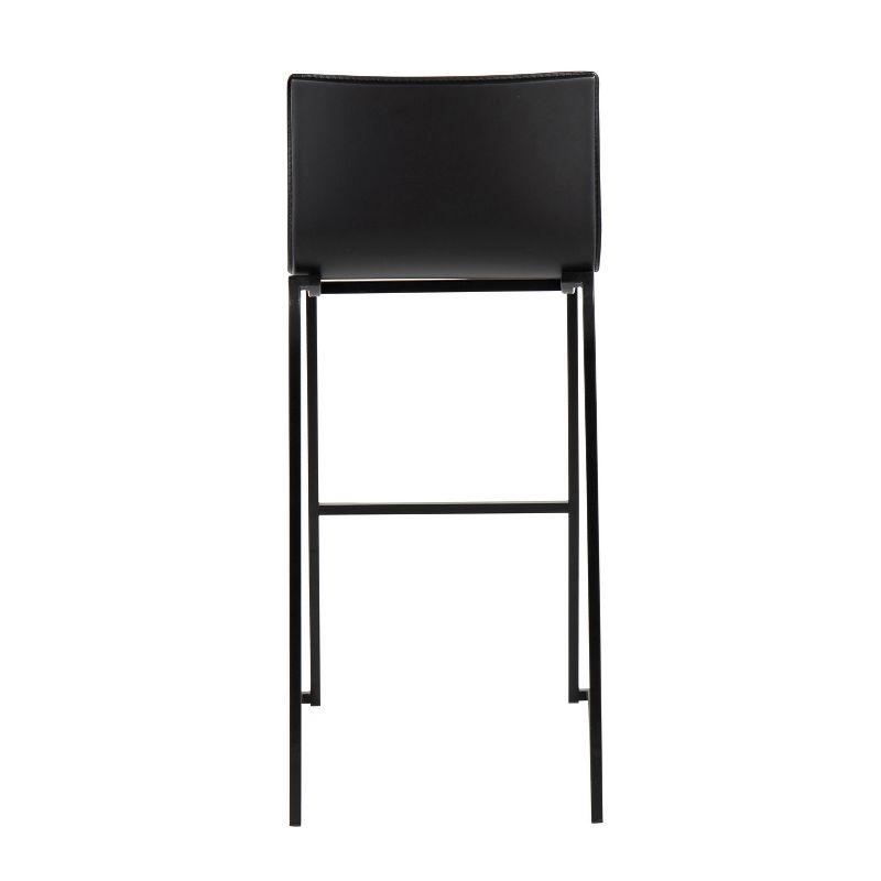 Set of 2 Black Metal Upholstered Barstools