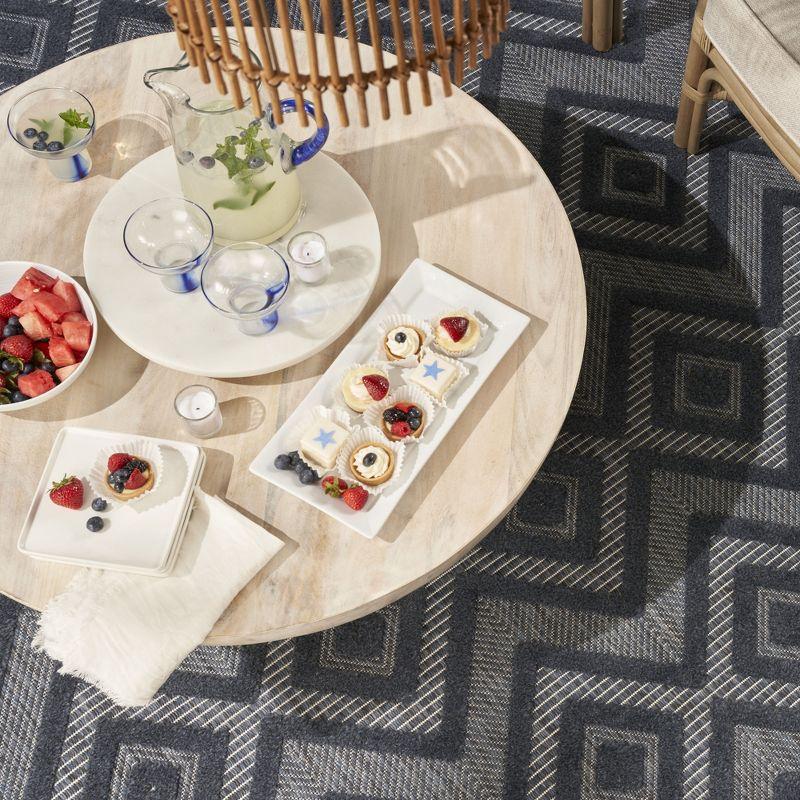 Foundry Select Versatile Diamond Navy Blue Indoor/Outdoor Area Rug