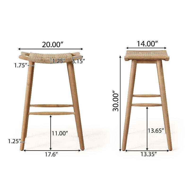 Pulaski 4pk Outdoor Acacia Wood Bar Stools with Wicker - Light Brown - Christopher Knight Home