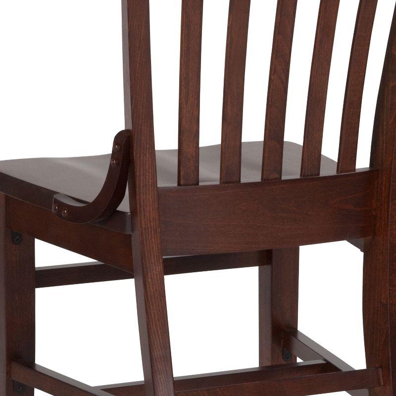 Traditional Walnut Wood Slat Back Dining Chair