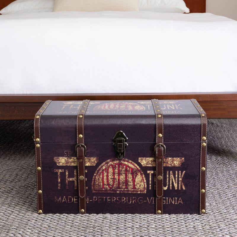 Household Essentials Large Decorative Trunk Green/Black: Multicolored Storage Trunk for All Ages, 22" Width