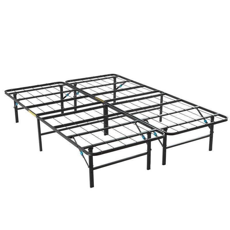 Foldable Black Metal Queen Platform Bed Frame, 14 Inches High